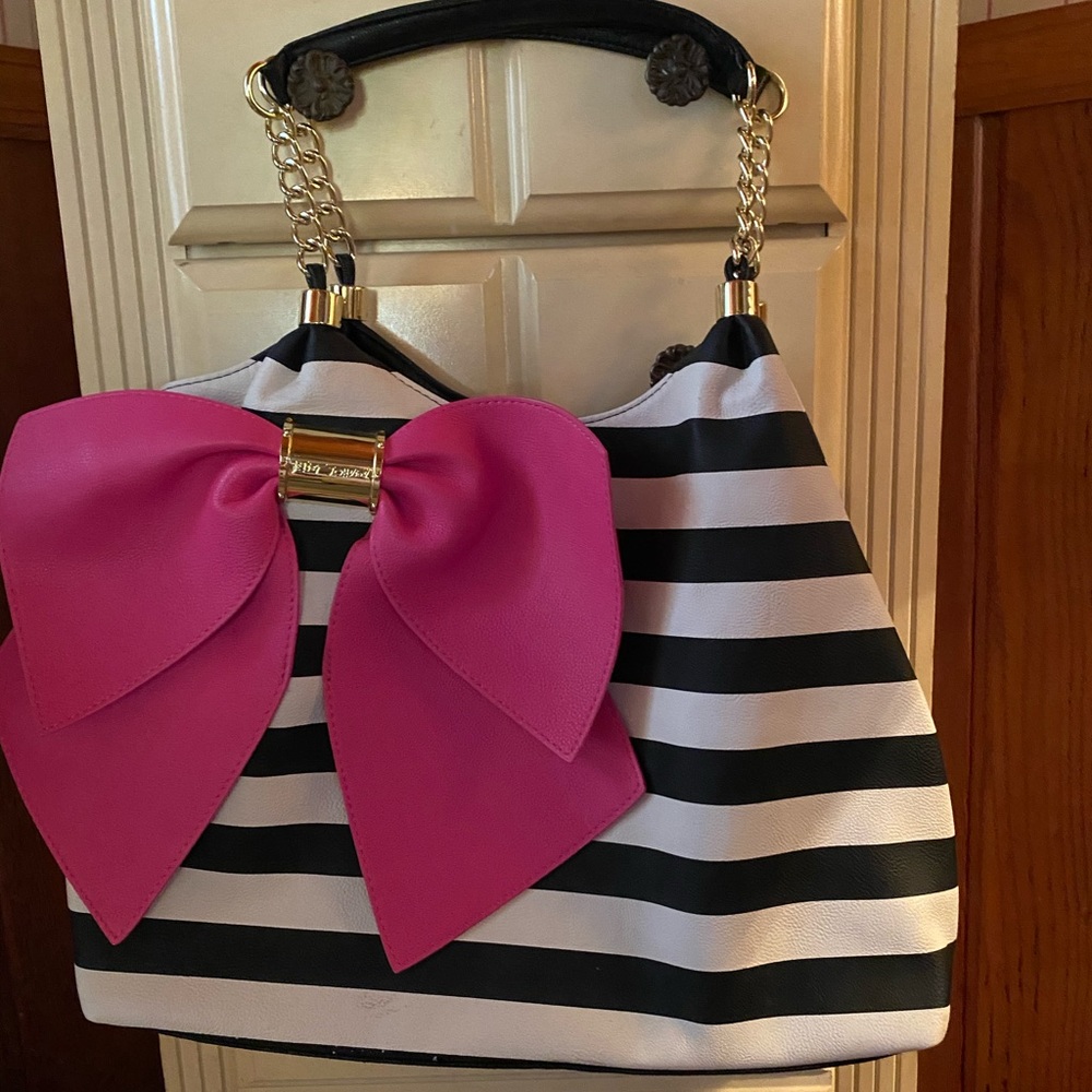 Betsey Johnson Bowtastic Striped Tote Bag